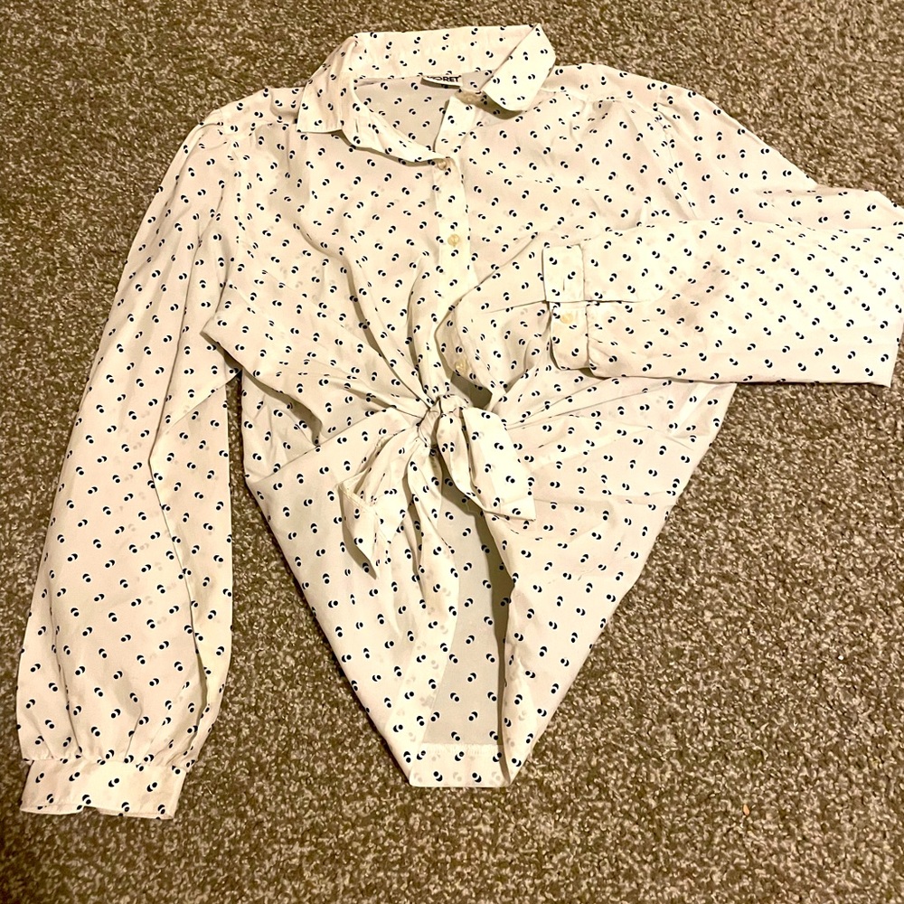 Vintage White & Blue Blouse